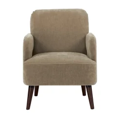 BROOKS Fauteuil rétro en tissu chenille pieds bois foncé