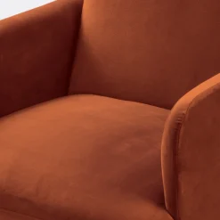 BROOKS Fauteuil rétro en velours pieds bois foncé