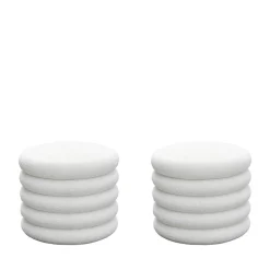 BUBBLE Lot de 2 poufs coffres ronds en tissu bouclette ø47cm