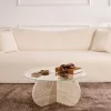 BULLY Table basse ronde en verre trempé et effet travertin ø75cm