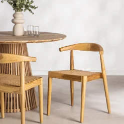 BUNGA Lot de 2 chaises en teck et cannage