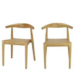 BUNGA Lot de 2 chaises en teck et cannage