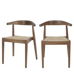 BUNGA Lot de 2 chaises en teck et cannage