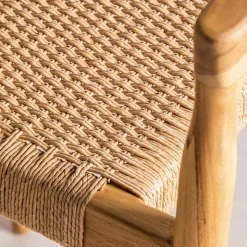 BURI Lot de 2 fauteuils de table en teck et corde tressé