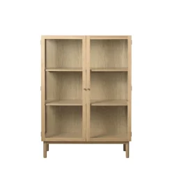 CAHIR Vitrine 2 portes en verre trempé et bois H140cm