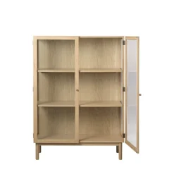 CAHIR Vitrine 2 portes en verre trempé et bois H140cm