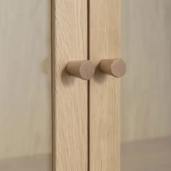 CAHIR Vitrine 2 portes en verre trempé et bois H140cm