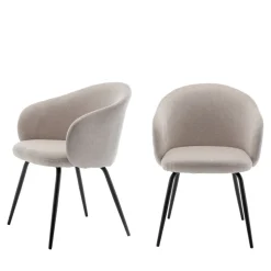 CALABRA Lot de 2 fauteuils de table en tissu et métal