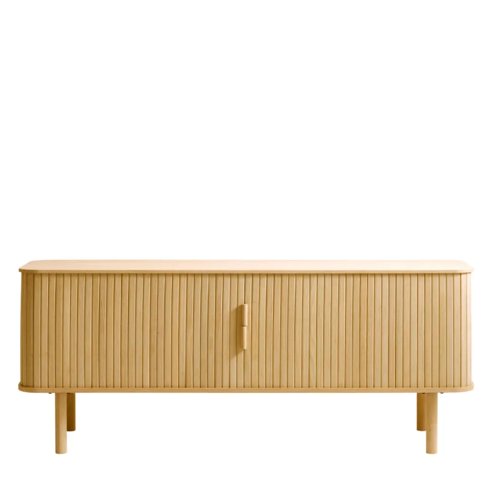 CALLAN Meuble TV aux portes coulissantes en bois strié L160cm