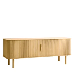CALLAN Meuble TV aux portes coulissantes en bois strié L160cm