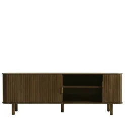 CALLAN Meuble TV aux portes coulissantes en bois strié L160cm