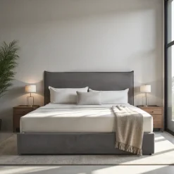 CAMA Lit coffre en velours côtelé 140x190cm