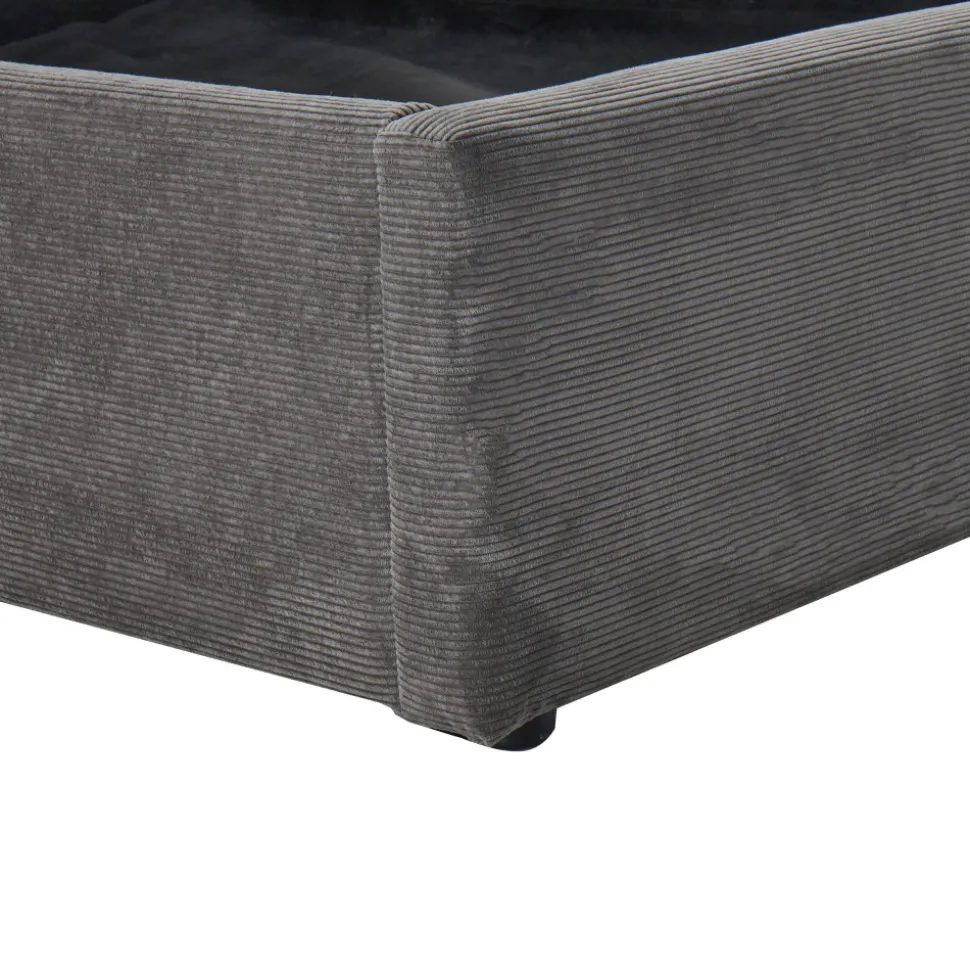 CAMA Lit coffre en velours côtelé 140x190cm