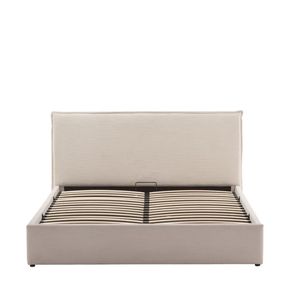 CAMA Lit coffre en velours côtelé 140x190cm
