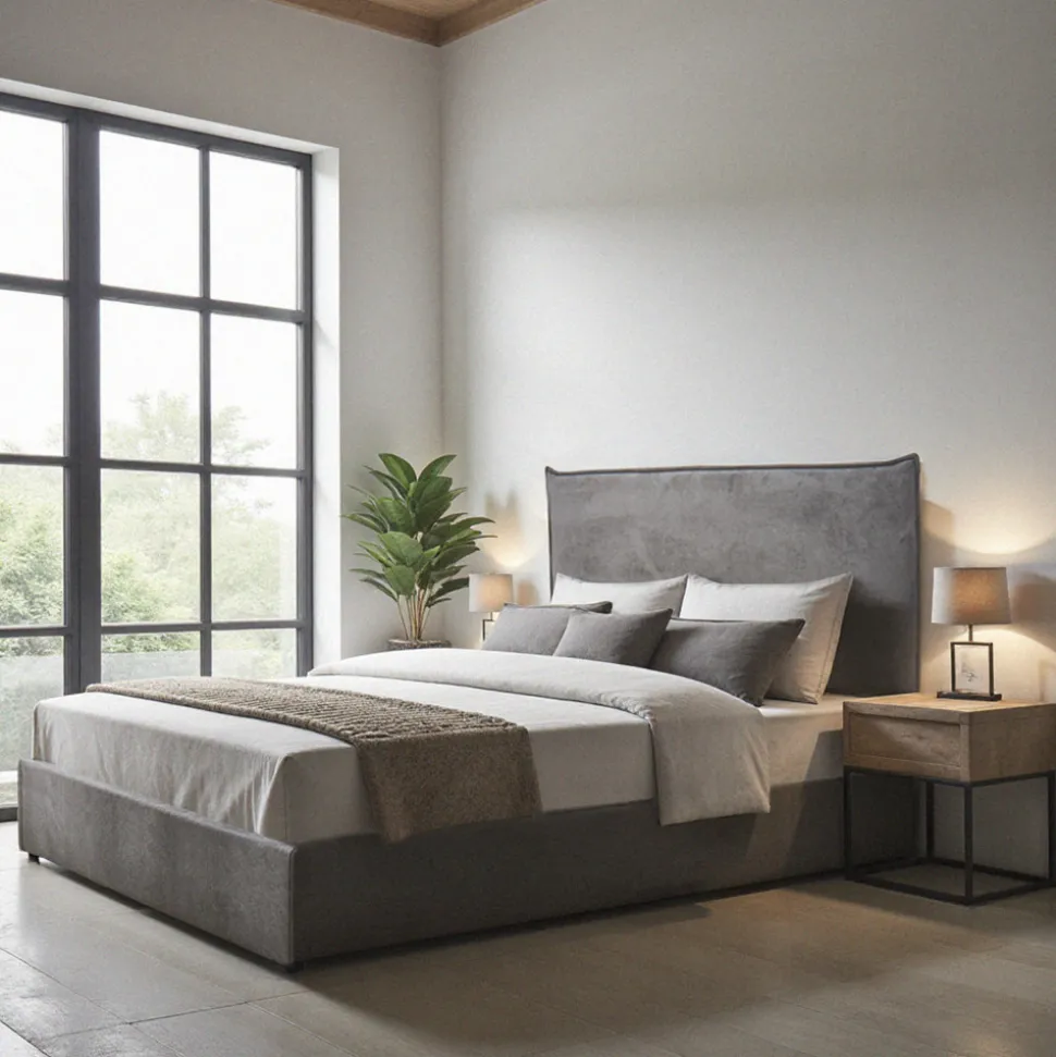 CAMA Lit coffre en velours côtelé 140x190cm