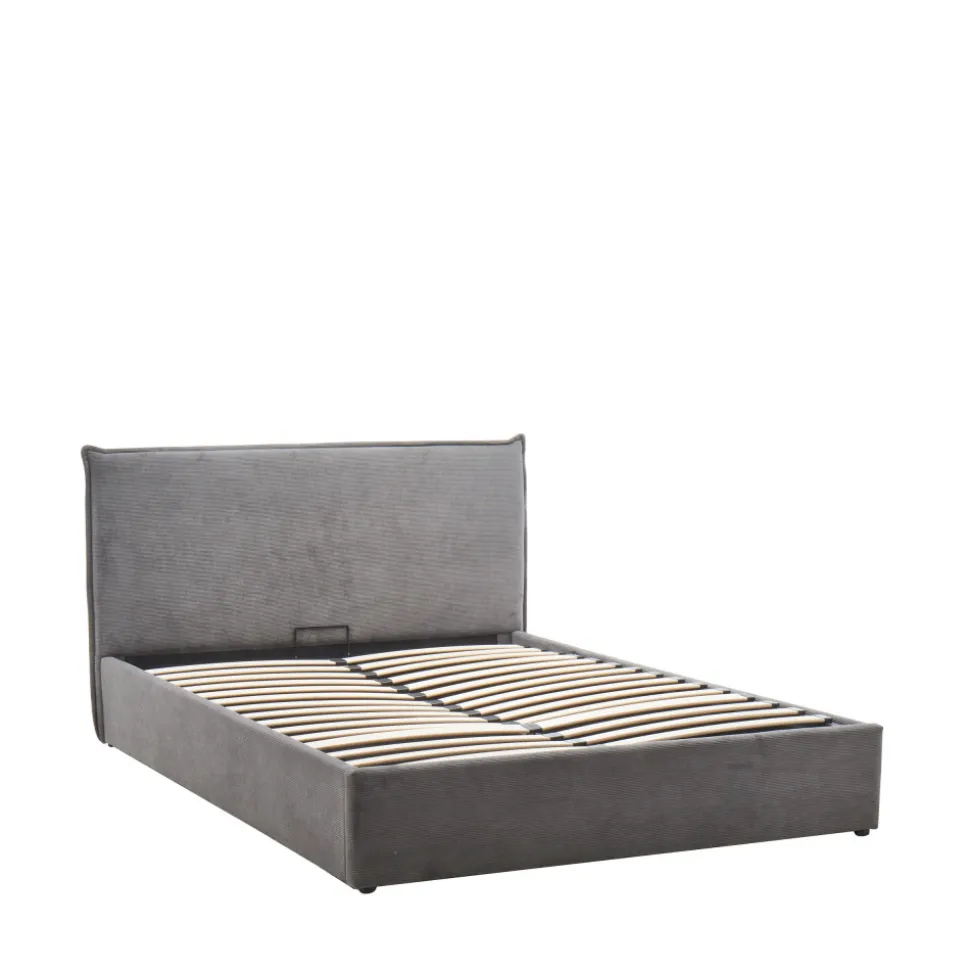 CAMA Lit coffre en velours côtelé 140x190cm