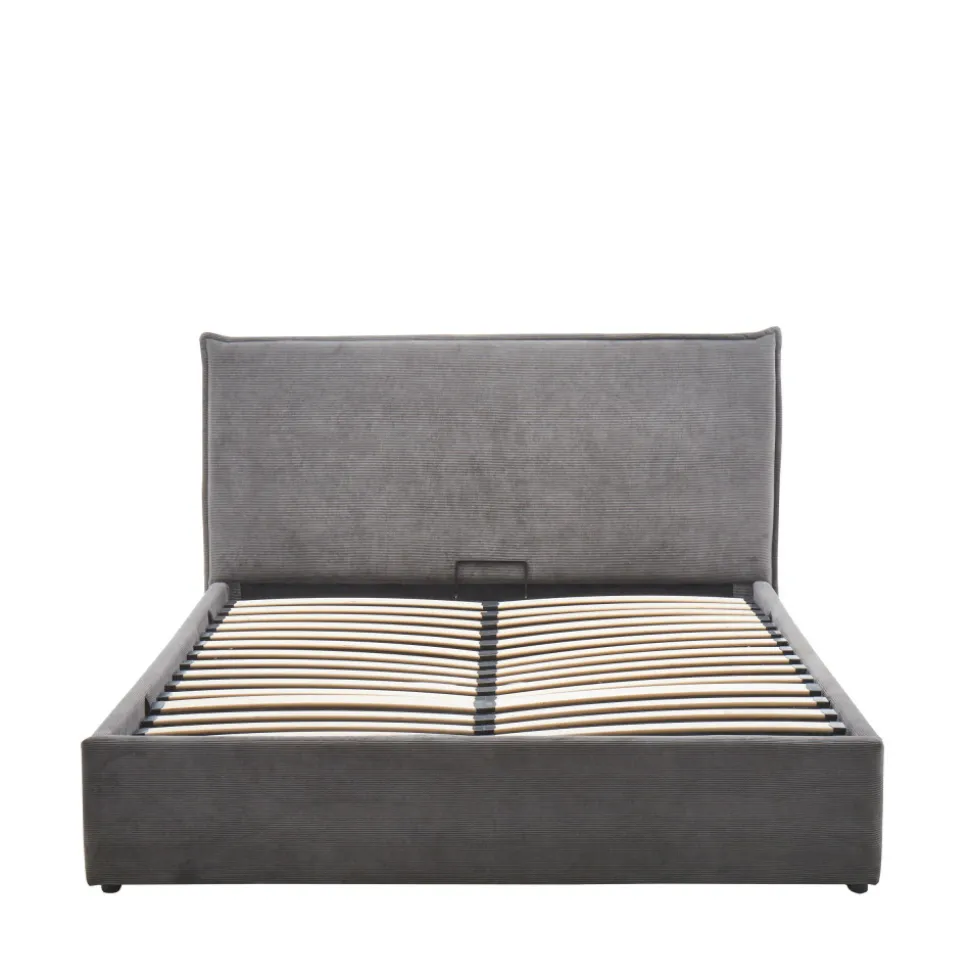 CAMA Lit coffre en velours côtelé 140x190cm