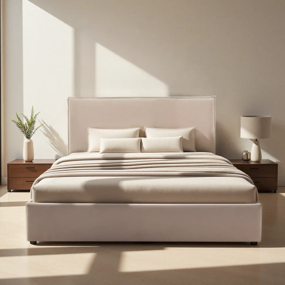 CAMA Lit coffre en velours côtelé 180x200cm