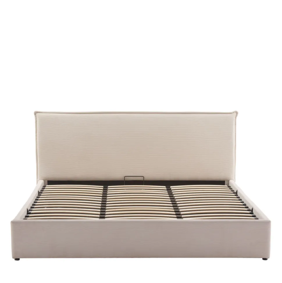 CAMA Lit coffre en velours côtelé 180x200cm