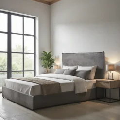 CAMA Lit coffre en velours côtelé 180x200cm