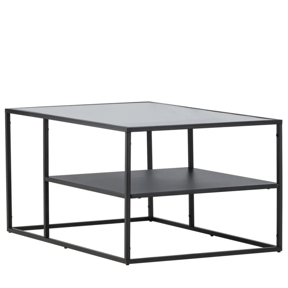 CAMPINAS Table basse 2 plateaux en verre et métal