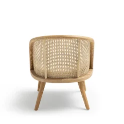 CANDICE Fauteuil en tissu bouclette et rotin