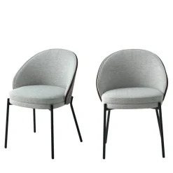 CANELAS Lot de 2 chaises en tissu et métal