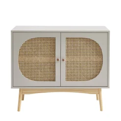 CANNO Buffet 2 portes en bois et cannage L90cm