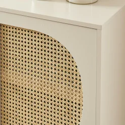 CANNO Buffet 2 portes en bois et cannage L90cm