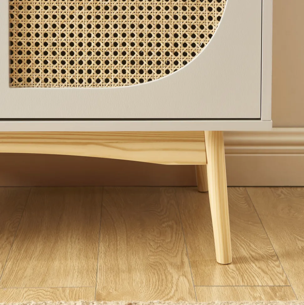 CANNO Buffet 2 portes en bois et cannage L90cm