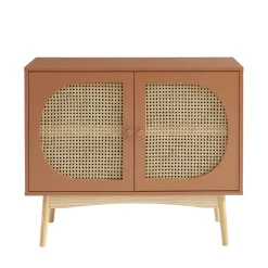 CANNO Buffet 2 portes en bois et cannage L90cm