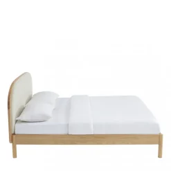 CARRIE Lit en tissu bouclette et bois 160x200cm