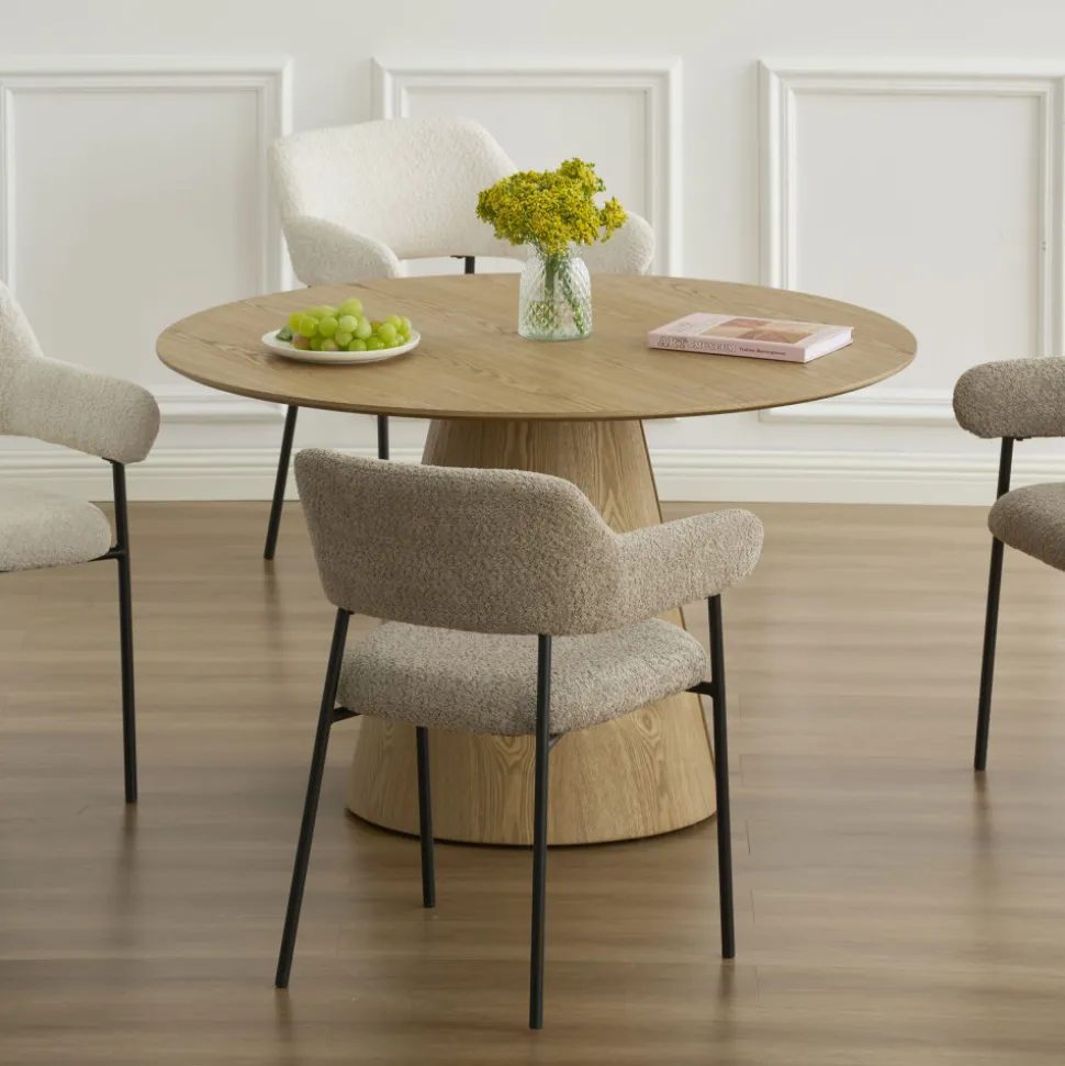 CELESTE Lot de 2 fauteuils de table en tissu et métal