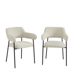 CELESTE Lot de 2 fauteuils de table en tissu et métal