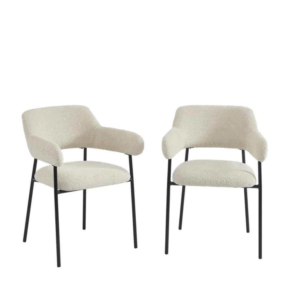 CELESTE Lot de 2 fauteuils de table en tissu et métal