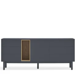 CORVO Buffet 1 porte 6 tiroirs en bois L180cm