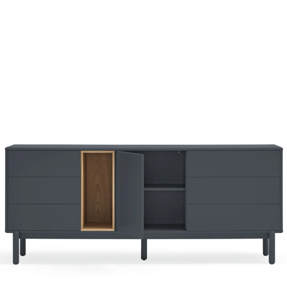 CORVO Buffet 1 porte 6 tiroirs en bois L180cm