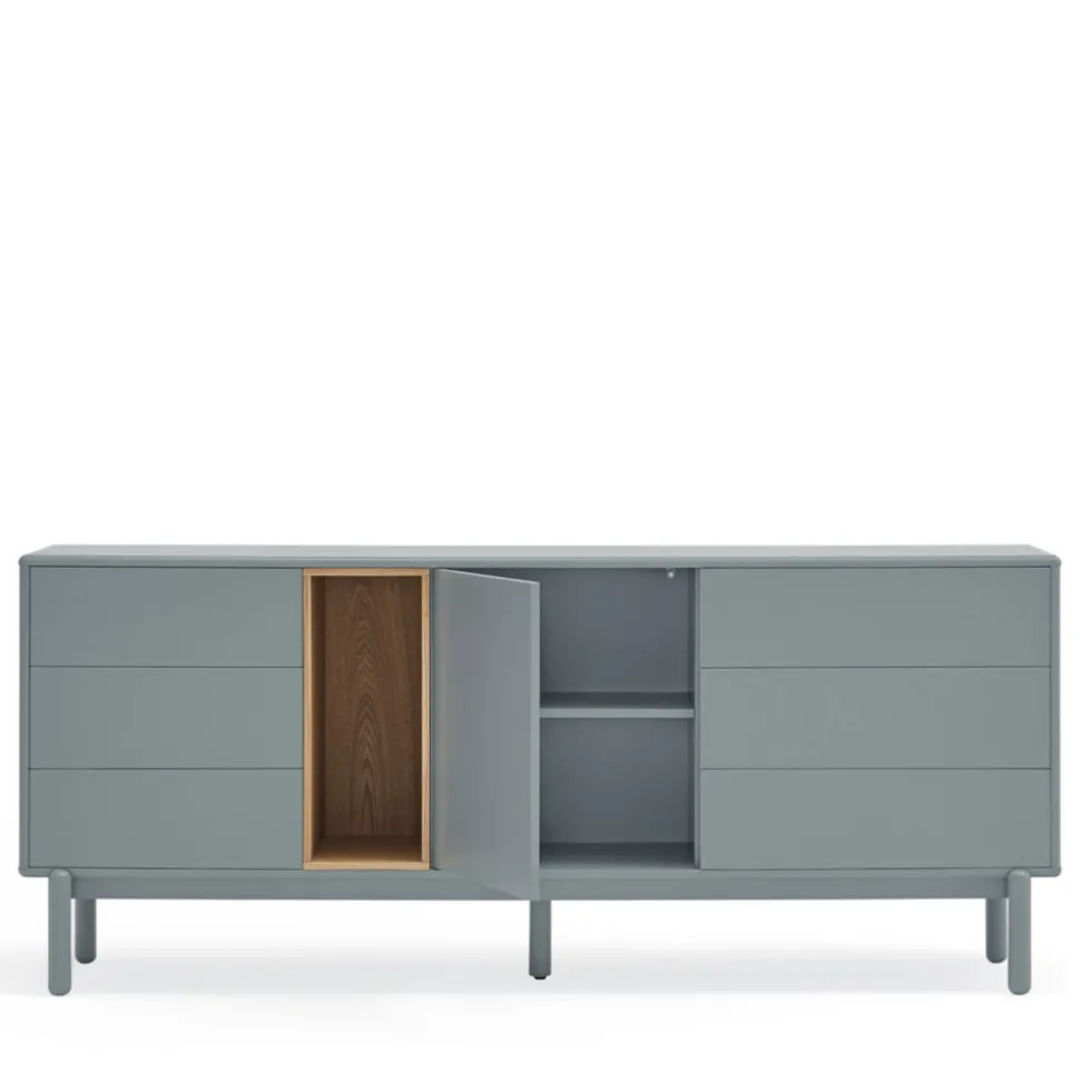 CORVO Buffet 1 porte 6 tiroirs en bois L180cm