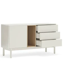 CORVO Buffet 1 porte 3 tirois en bois L136,8cm