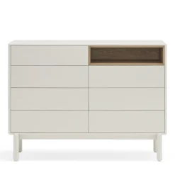 CORVO Commode 7 tiroirs 1 niche en bois L120xH90cm