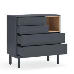 CORVO Commode 4 tiroirs 1 niche en bois L90xH90cm