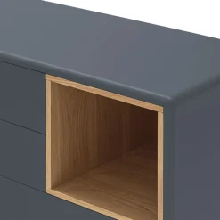 CORVO Commode 4 tiroirs 1 niche en bois L90xH90cm