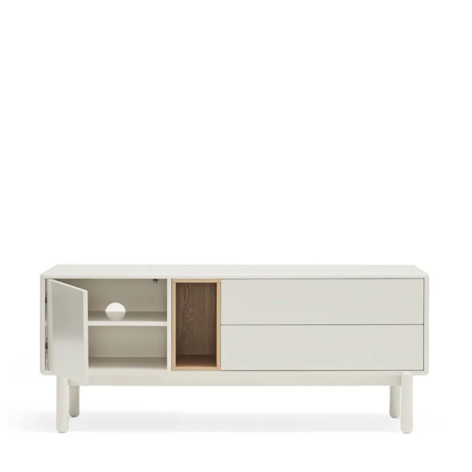 CORVO Meuble tv 1 porte 1 niche et tiroir en bois L140cm