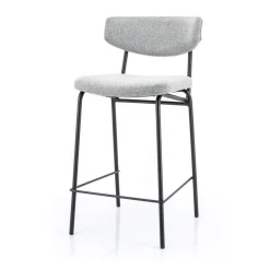 CROCKETT Lot de 2 chaises de bar en tissu et métal H66cm