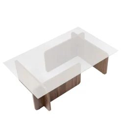 CUBIX Table basse en verre trempé et bois