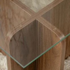 CUBIX Table basse en verre trempé et bois