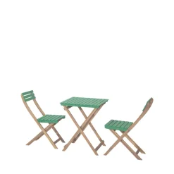 DANA Set bistrot pliant de jardin 2 personnes en bois