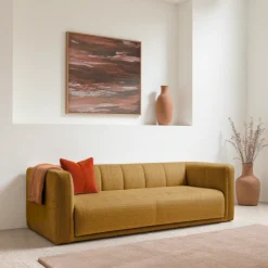 DANAE Canapé convertible 4 places en tissu chenille
