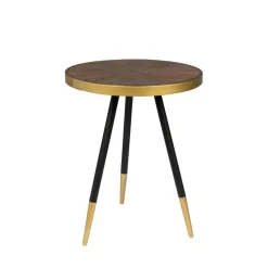 DENISE Table basse ronde en métal et bois ø44cm