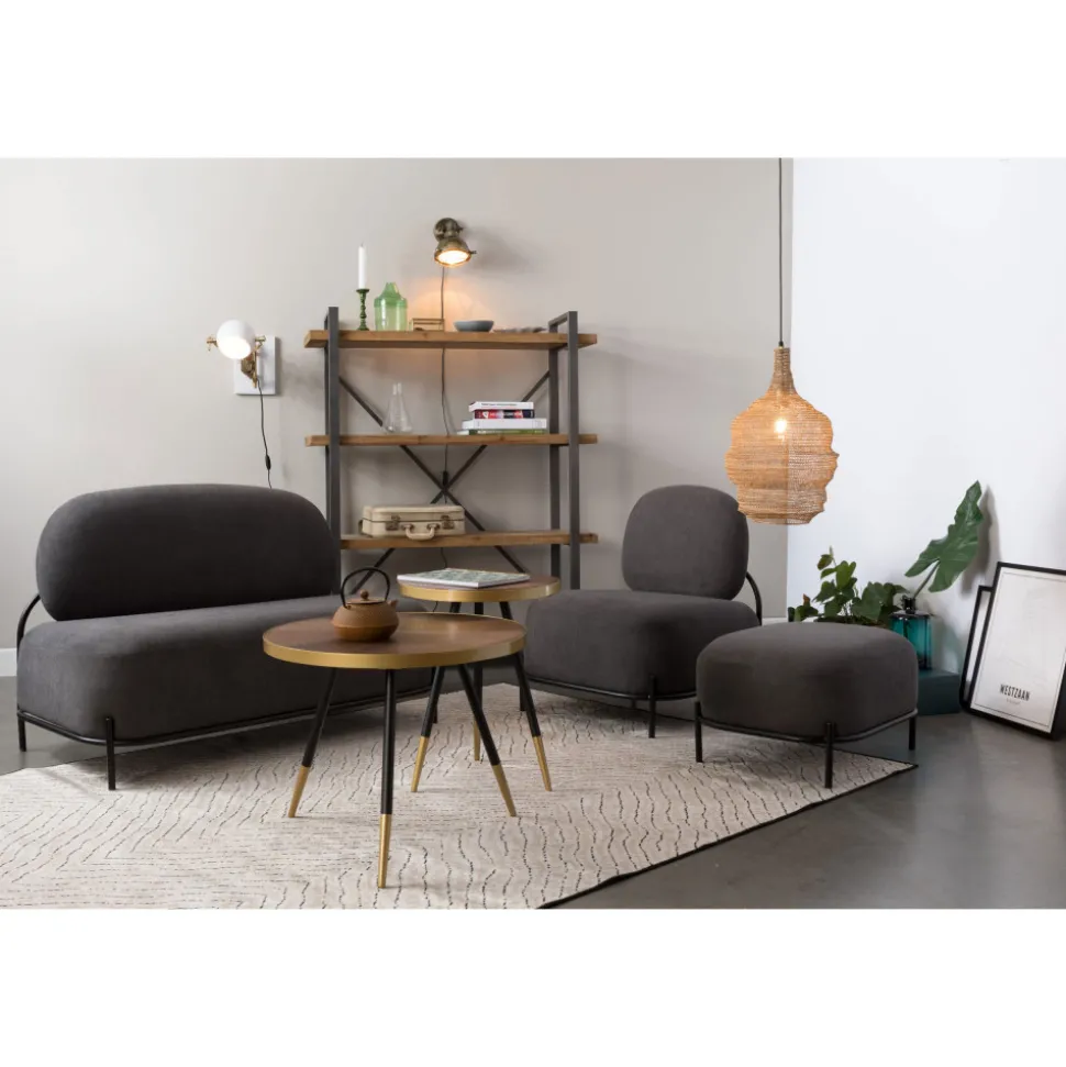 DENISE Table basse ronde en métal et bois ø61cm